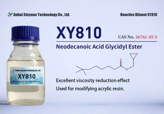NEODECANOIC ACID GLYCIDYL ESTER XY810 CAS 26761-45-5, offset Cardura E10P, Glycidyl tertiary carbonate, EC No. 247-979-2, Molecular Formula C13H24O3, 2,3-epoxypropyl neodecanoate
